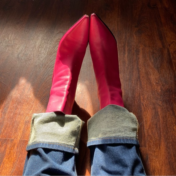 Y2K Hot pink pointed toe ankle boots - Picture 3 of 10